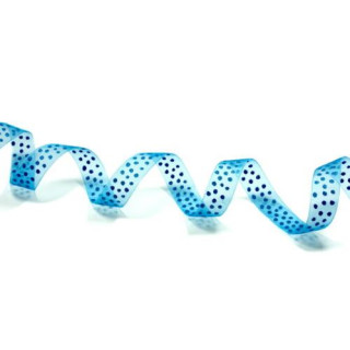 5Meter Chiffon-Stoffband Transparent-Türkis-Blau+ Glitzer