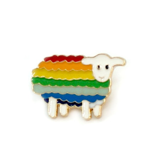 Regenbogen-Schaf Weiß Anstecker Pin LGBT