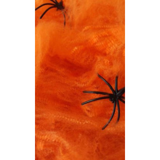 Spinnen-Netz + 2 Spinnen zu Halloween in Orange