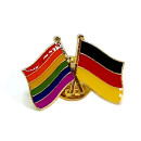 Doppel-Flaggen-Pin Regenbogen + Deutschland