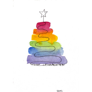 Kathl&acute;s LGBT-Postkarte RB-Weihnachtsbaum_1 10 x 15cm