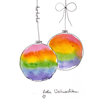 Kathl&acute;s LGBT-Postkarte RB-Weihnachtskugeln_1 10 x 15cm