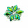 Strass Blumen Silber-Gr&uuml;n Stern 43mm gro&szlig;