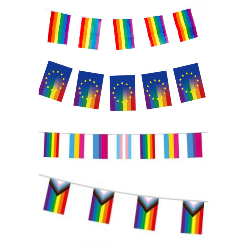 Pride-Regenbogen-Wimpelketten 5 Meter versch. Sorten Rainbow bunting