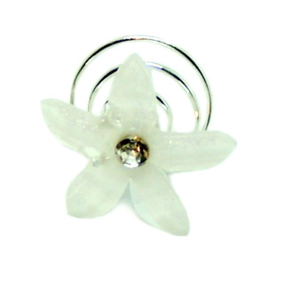 Kristall-Weiße Blumen Haarnadel / Blüten-Spirale
