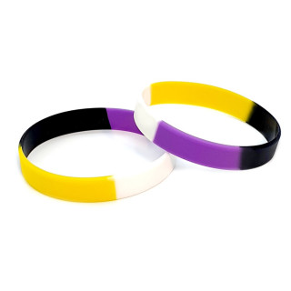 Armband Non-Binär-Design /Gelb-Weiß-Lila-Schwarz / 12mm