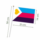 PRIDE-Hand-Flaggen 21x14cm mit o. ohne Stab Holz o. Kunststoff