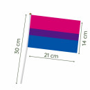 PRIDE-Hand-Flaggen Bi-Sexuell 21x14cm  mit Kunststoffst&auml;bchen 30cm