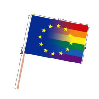 PRIDE-Hand-Flaggen Europride 21x14cm mit Holzstab 30cm