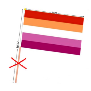 PRIDE-Hand-Flaggen Lesbisch Sonne ohne Stiel  21x14cm