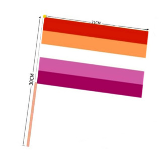 PRIDE-Hand-Flaggen Lesbisch Sonne 21x14cm mit Holzstab 30cm