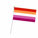 PRIDE-Hand-Flaggen Lesbisch Sonne 21x14cm  mit Kunststoffst&auml;bchen 30cm
