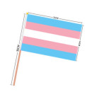PRIDE-Hand-Flaggen Trans* 21x14cm mit Holzstab 30cm