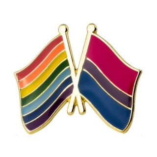 Doppel-Flaggen-Pin Regenbogen + Bi