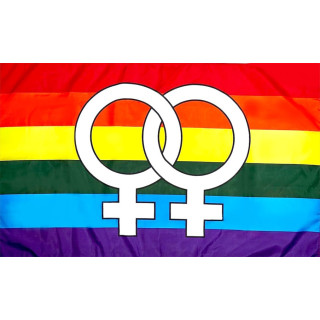 Regenbogen Flagge mit Lesbisch Symbol 90 x150cm