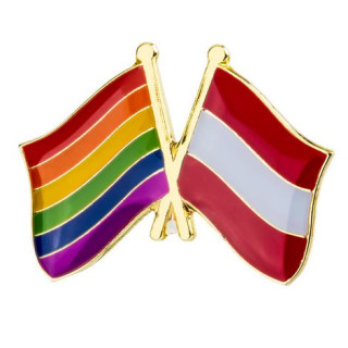 Doppel-Flaggen-Pin Regenbogen + Österreich