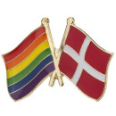 Doppel-Flaggen-Pin Regenbogen + Dänemarks