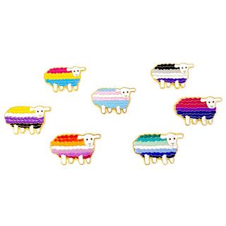 Regenbogen-Schaf Weiß Anstecker Pin verschiedene Varianten