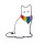 Katze Weiß mit Regenbogen Halsband Anstecker Pin LGBT