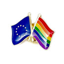 Doppel-Flaggen-Pin Regenbogen + EU Europa