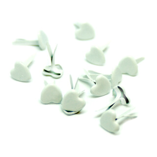 200x Herzklemmen weiß – Kopf 7×8 mm, Schenkel 11 mm – Deko & Karten