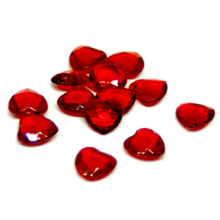 Herz-Steinchen Konfetti in Rot-Transparent 12 x 12mm