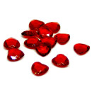 50 Herz-Steinchen Konfetti in Rot-Transparent 12mm 