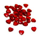 50 Herz-Steinchen Konfetti in Rot-Transparent 6mm 