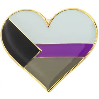 Demi Herz Pin Butterfly Clip 2,5cm Pride Herz-Anstecker Demisexuell