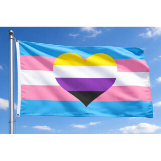 Transgender Nonbinary-Romantik mit Nonbi-Herz Flagge 90 x 150 cm