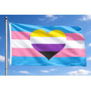 Transgender Nonbinary-Romantik mit Nonbi-Herz Flagge 90 x...