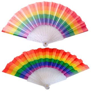 Fächer Regenbogen Glitter Pridefächer Kunststoff Transparent Glitzer