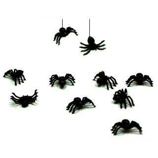 50 Mini-Kunst-Spinnen in Schwarz 2cm Halloween