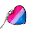 Bisex Kette + Herz-Anhänger Bisexuell 3cm Doppelseitig 45cm Silberfarben Bi
