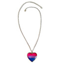 Bisex Kette + Herz-Anhänger Bisexuell 3cm Doppelseitig 45cm Silberfarben Bi
