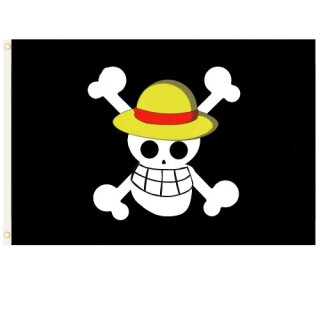 Flagge Piraten One Pice / One Love mit Strohhut-Motiv Statement-Flagge „Totenkopf + Strohhut“ – Symbol des Widerstands gegen neoliberale Verhältnisse 90 x 150 cm gebraucht