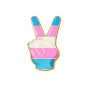 Trans-Peace-Anstecker Handzeichen LGBT Pin 30mm Frieden...