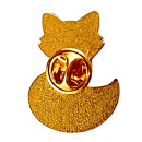 Fuchs Orange mit Regenbogen Schwanz Pin Basis Goldfarben...