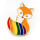 Fuchs Orange mit Regenbogen Schwanz Pin Basis Goldfarben Anstecker LGBT