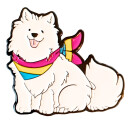 Hund Weiß mit Pan-Halsband Anstecker Pin LGBT