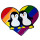 Pride Pin Regenbogenherz mit Pinguinen – Emaille Anstecker 30 x 23 mm