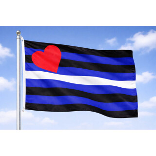 Leather Pride Flagge 90 x 150 cm – Leder Pride Flagge mit Herzmotiv
