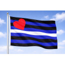 Leather Pride Flagge 90 x 150 cm – Leder Pride Flagge mit Herzmotiv