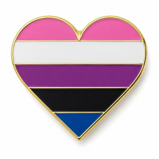 Genderfluid Herz mit Butterfly Clip 2,5 cm Pride Pin