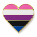 Genderfluid Herz mit Butterfly Clip 2,5 cm Pride Pin