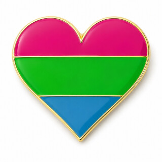 Polysexual Herz mit Butterfly Clip 2,5 cm Pride Pin