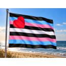 Trans-Lederfetisch Prideflagge mit Herz 90 × 150 cm